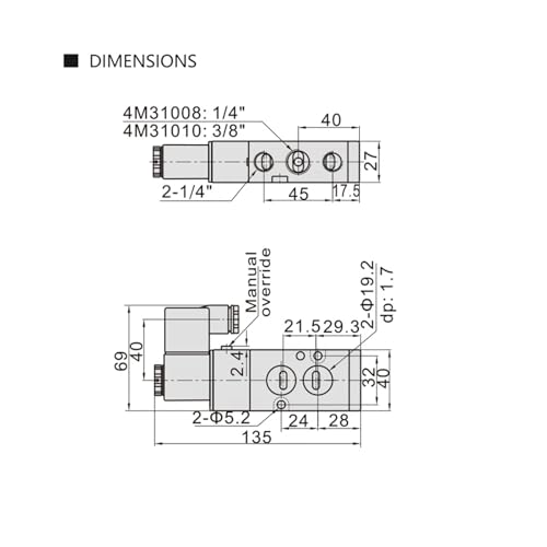 Solénoïde 4M310-10 DC 24V pour stopper les fuites d'air et pannes