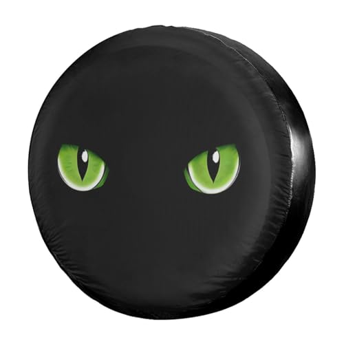 Image of Delerain Spare Tire Cover Black Cat Eye Wheel Covers Waterproof Dust-Proof UV Sun Universal Fit for Trailer RV SUV Truck and Many Vehicle (17 Inch for Diameter 31 inch-33 inch)