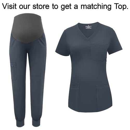 Image of PACBREEZE Women's Maternity Scrub Pants Workwear Maternity Jogger Pants Pregnancy Clothes, S-XXL(Dark Grey, X-Large)