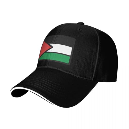 TIOYREVENO Gorra de béisbol para Hombre y Mujer, diseño Plano con la Bandera de Palestina, Ajustable, Transpirable, para Correr, Viajar al Aire Libre, Primavera y otoño, Color Negro, Talla única