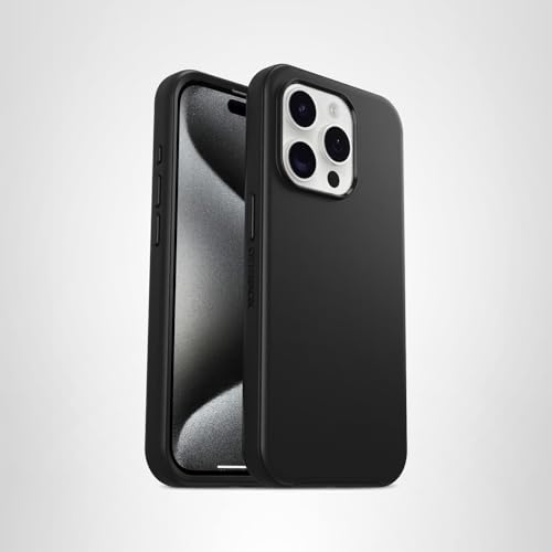 OtterBox iPhone 15 Pro (Only) Symmetry Series Case - BLACK, ultra-sleek, wireless charging compatible, raised edges protect camera & screen (ships in polybag, ideal for business customers)