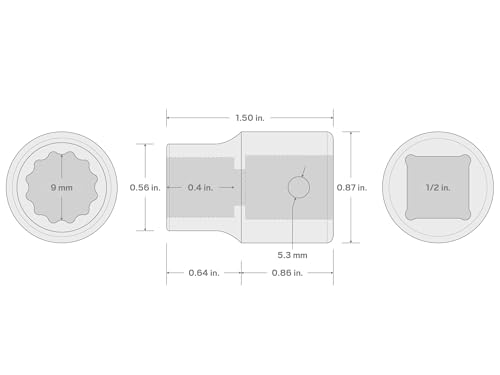 Image of TEKTON 1 /2 Inch Drive x 9 mm Shallow 12-Point Impact Socket | SID22309