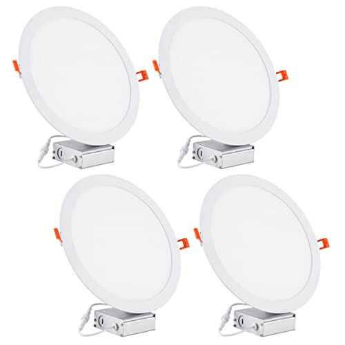 Jarlstar 4-Pack 11 Inch Ultra-Thin Led Recessed Ceiling Light With Junction Box, 6000K Daylight, 24W 110V Eqv Recessed Lighting, Slim Led Can-Killer Downlight,2150Lm High Brightness,Cri80+ #TOP4
