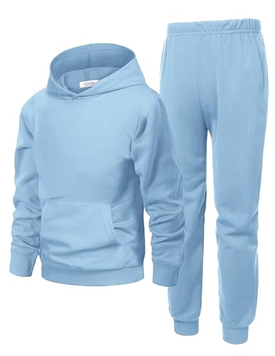Arshiner Pullover Hoodie and Sweatpants Suit for Boys Girls 2 Piece Outfit Fashion Sweatshirt Set Light Blue