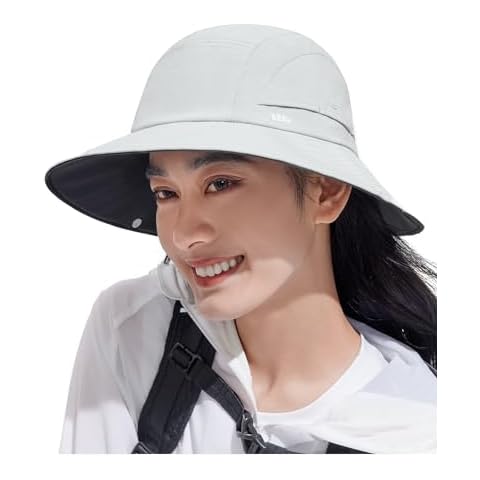 BENEUNDER Bucket Fishing Hats for Women, Wide Brim UPF50+ Sun Protection and Waterproof Cowboy Hats, Foldable for Outdoor, Gray Cover