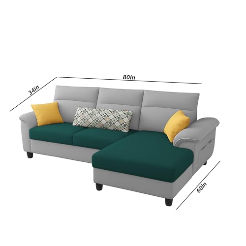 Image of Casaliving Seams RHS 4 Seater L Shape Sofa for Living Room (Pine Grey Fabric) Premium Fabric Sofa