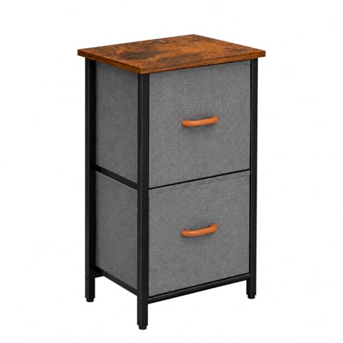 Gaveteiro Organizador De Metal Com 2 Gavetas Em Tecido Reforçado Cinza - Compacto Resistente Fácil Montagem Para Quarto Escritório Organização (2)