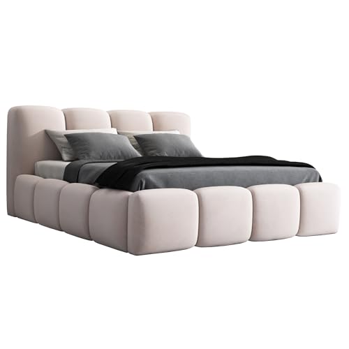 A&J MöbelLand Polsterbett 90x200 mit Bettkasten und Lattenrost – DONA-OM, Bett mit Stauraum in Beige ohne Matratze A&J MöbelLand Polsterbett 90x200 mit Bettkasten und Lattenrost – DONA-OM, Bett mit Stauraum in Beige ohne Matratze
