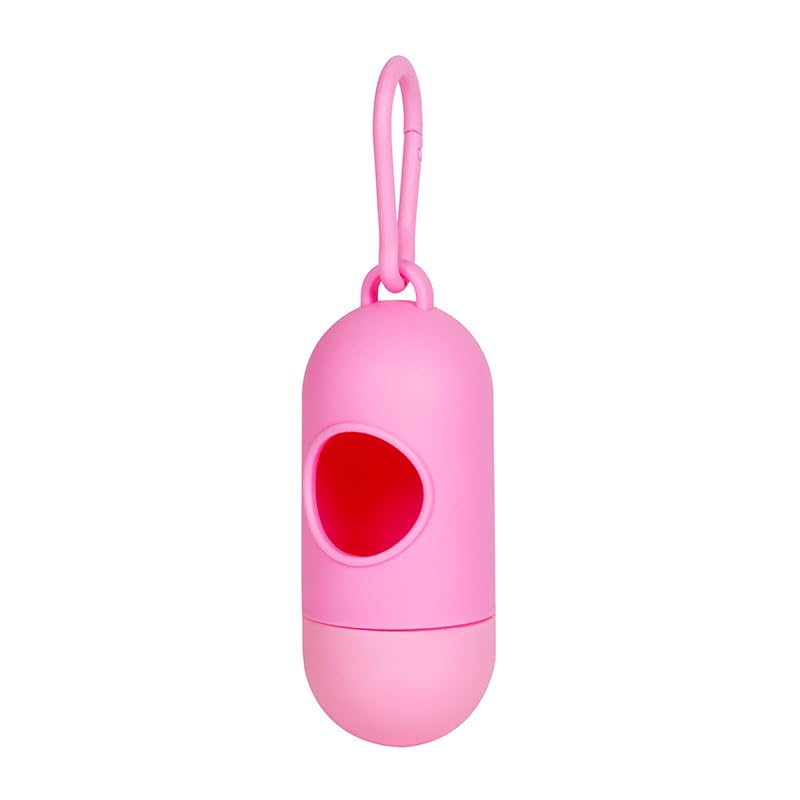 Image of Dog Poop Bag Holder with Dog Poop Bags, Durable and Guaranteed Leakproof, Unscented, 1 Dispenser and 15 Bags (Pink)