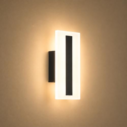 Modern Dimmable LED Wall Sconce 1 Pack, 7W Black Wall Light 3000K Warm White, Hardwired Indoor Wall Sconce with Acrylic Shade Wall Mount Light Fixture for Bedroom, Hallway, Stairway, Living Room