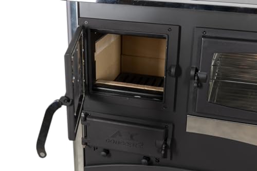 Foto von Kaminofen mit Backfach und Herdplatte mit Glaskeramik ABC Concept 2 Air Rechts Mehrfachbelegung Holzofen 11,6 kW Kamin Ofen Holz Werkstattofen Schwedenofen Hüttenofen Heizofen Holzofen