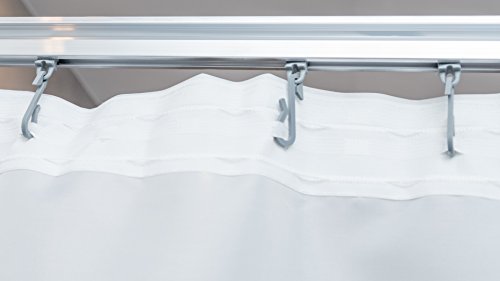 KS Handel 24 Textil DUSCHVORHANG Weiss 180x200 cm MIT GARDINENBAND UND Haken GARDINE FENSTERVORHANG Shower Curtain White