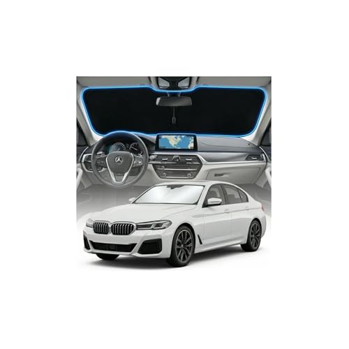 for BMW 5 Series Sun Shade Windshield Cover - Custom Fit 5 Series Accessories 2011-2025 2026 Sunshade Foldable UV Protection & Heat Shield Sun Visor Accessories