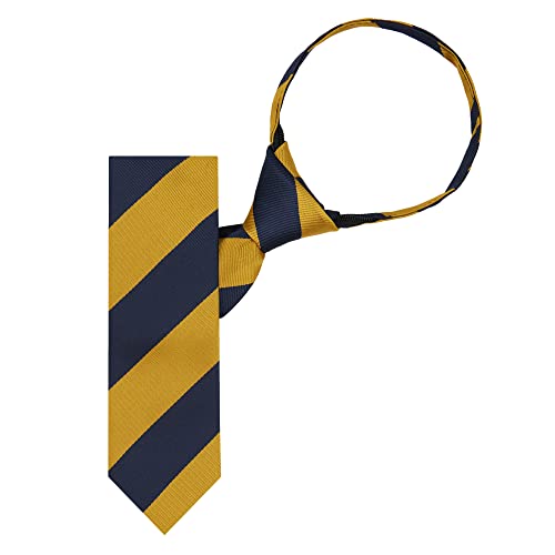 Jacob Alexander Boys' 1-Inch College Stripe Woven 14" Pre-Tied Zipper Neck Tie2
