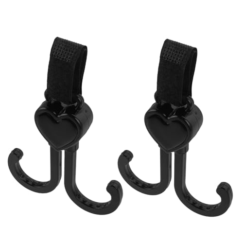 WEKAMOS 2 Piezas Gancho para Carrito con Clip Antideslizante Soporte Resistente para Bolsos Pañaleras y Compras Compatible con Sillas de Ruedas y Carritos de Mascotas Negro
