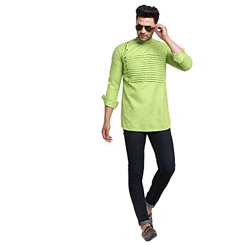Image of SAIFOO Men's Rich Cotton Blind Short Kurta
