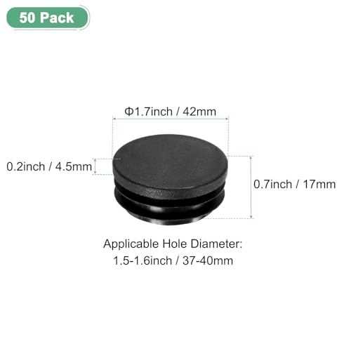 Image of M METERXITY 50 Pack Round Plastic Plug, OD 1.7 inch Furniture Tube Inserts Pipe Hole End Caps for Tubing Post /Glide Insert for Pipe Post /Table Chair Leg /Metal Tubing /Fence [Black]