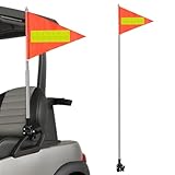 JECOMPRIS Retractable Pennant Flag 1.2M Adjustable Wheelchair Safety Flag with Reflective Orange Design for Golf Cart and Bicycle