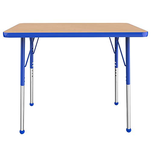 FDP 24" x 36" Rectangle Table with Ball Glide Legs - Maple/Blue