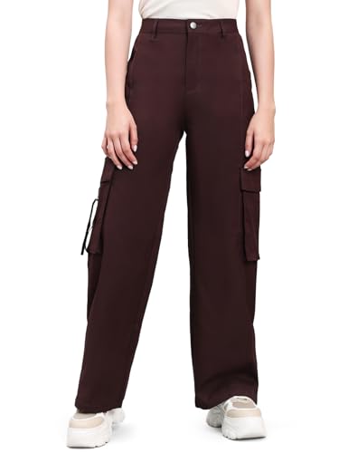 Image of GO COLORS Mostlysane Collection Polyester Cargo Pant for Women | Lightweight, Mid Rise, 4 Pockets
