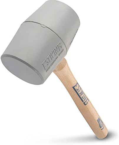 Estwing DH-18N Deadhead Bounce Resistant Gray Rubber Mallet with Hickory Handle and Soft Face, 18-Ounce