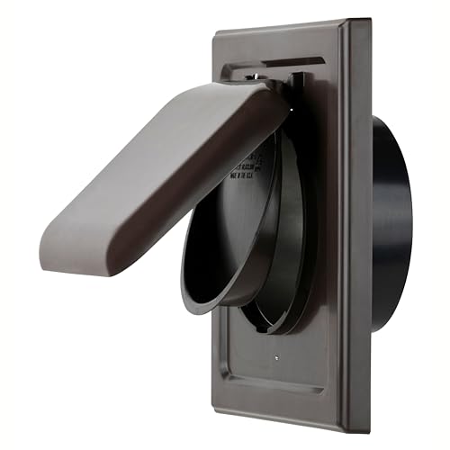 Image of NO-PEST VENT Dual Door Dryer Vent Cover 4 Inch Outdoor, Made in USA, Highest UV-Resistant Plastic, No Lint-Collecting Screen (Brown, 4 inch Plastic Vent With Collar)