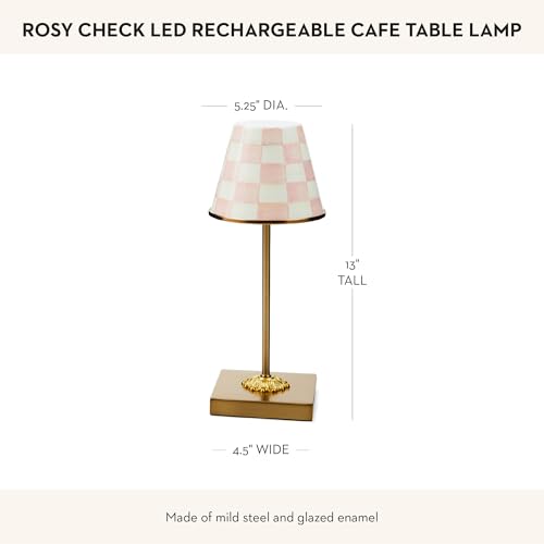 Image of MACKENZIE-CHILDS LED Cafe Table Lamp, Pink-and-White Rosy Check