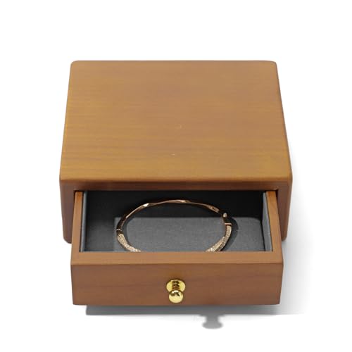 Oirlv Bois Massif Multifonction Boîte à Bijoux Organisateur Pour Boucles D'oreilles Colliers Bracelets Broches(Gris Foncé)