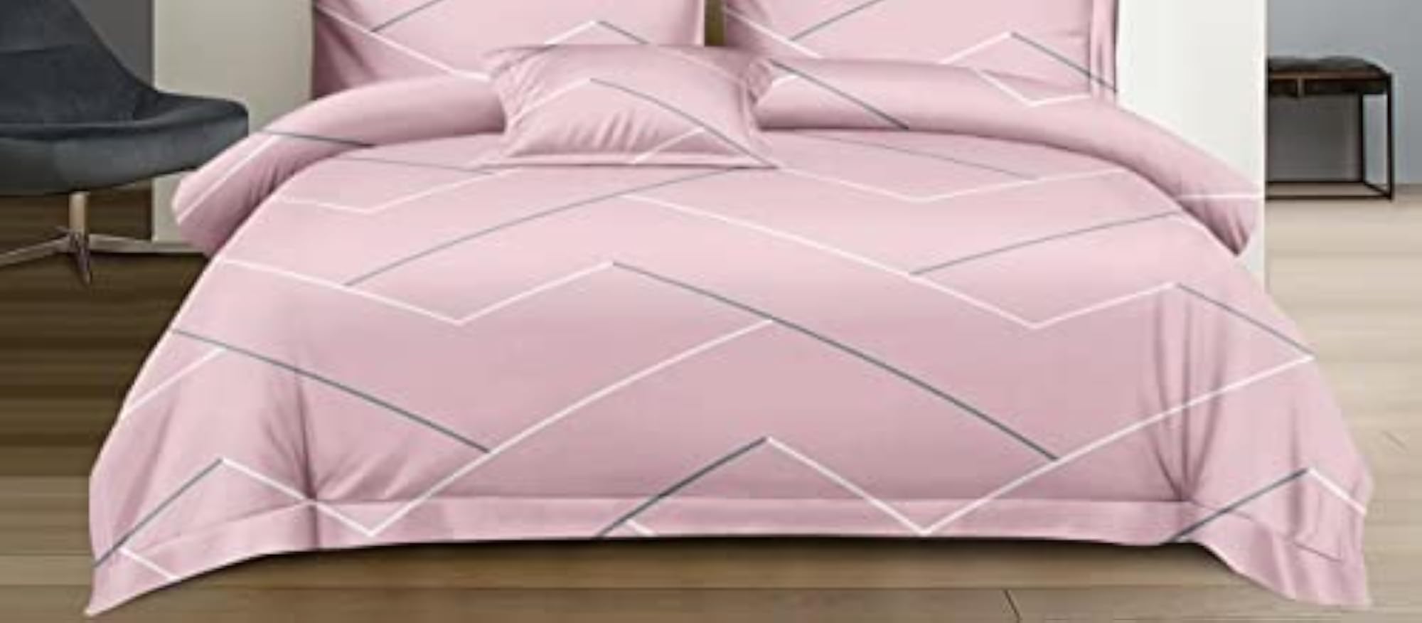 400 TC Cotton Fitted Bedsheet with Comforter Set, Printed Design