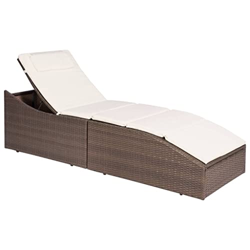 vidaXL Chaise Longue de Jardin Résine Tressée Marron et Blanc Crème Transat