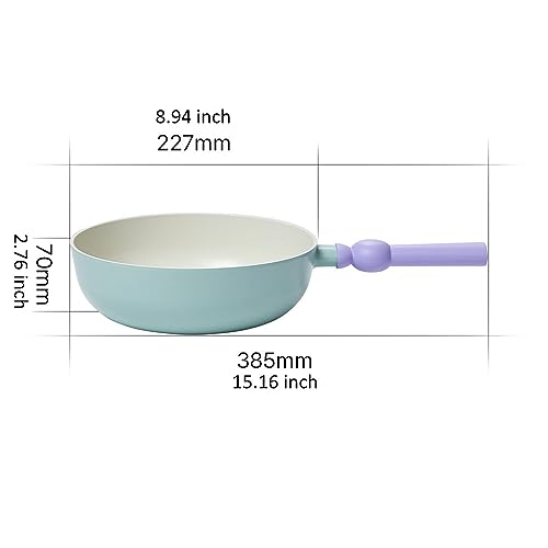 Wok de aluminio fundido Neoflam 9 pulg verde menta miniatura 3
