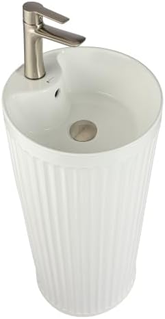 Brookstone Bathroom Sink - Modern Bathroom Pedestal Sink for Contemporary Spaces - Upgrade Your Bathroom with a Stylish and Durable Pedestal Sink 14" X 14" Glossy White