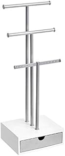 Amazon Basics Jewellery Stand with Drawer - White/Nickel