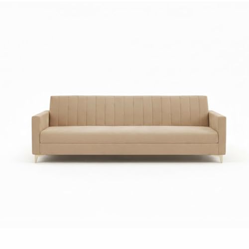 Image of Marvello 3+1+1 Fabric Sofa Set for Living Room | Soft Velvet Upholstery, Sturdy Wooden Frame | Stylish Sofa for Hall & Office Spaces (Beige)