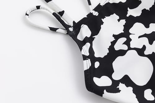 Image of LIZENS Girls' One Piece Leopard Swimwear Cut Out Spaghetti Straps Swimsuit Floral Beach Bathing Suit for Girls Toddler Kids