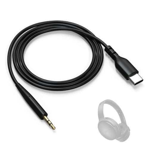 Image of Replacement USB C Audio Cable for Bose QuietComfort Ultra /QC45 /QC35, Black | USB C to 2.5mm Aux Cord Compatible with Bose QuietComfort Ultra 2nd Gen, QuietComfort, QC35, QC25, 700 for iPhone 17, MAC, PC