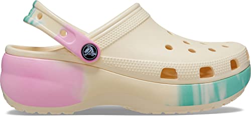 Crocs Women's Classic Graphic Platform Clogs, Platform Shoes, Vanilla/Multi, 11 Women #TOP4