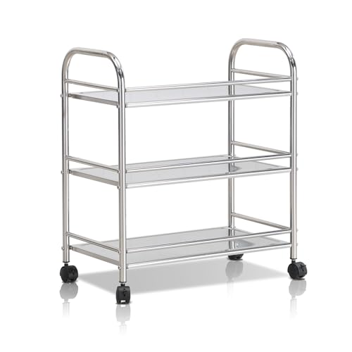 TAO ONE Chariot Industriel INOX - 3 Niveaux avec Roues Freinées | Étagère Métallique pour Cuisine Professionnelle
