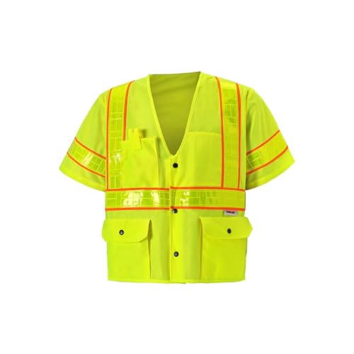 2W International S8148C-3 XL Class 3 Zipper Front Oralite High-Viz Vest Lime - Extra Large