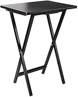 Unibos Indoor &Outdoor Tea Coffee Snacks Garden Camping TV Laptop Portable Folding Sturdy and Durable Rubber Wood Table (Black)