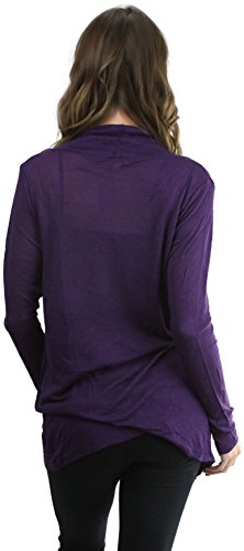 Image of ToBeInStyle Womens Open Front Long Sleeve Lightweight Asymmetrical Draped Cardigan with Side Pockets