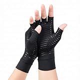 Copper Arthritis Gloves, Copper Compression Gloves for Arthritis Hands for Women and Men, Fingerless Arthritis Pain Relief Gloves for Carpal Tunnel, Rheumatoid,Tendonitis,Relieve Muscle Pain(Black,S)