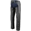 Milwaukee Leather Women's Black Premium Leather Motorcycle Rider Chaps w/Deep Hip Pockets/Back Thigh Laces-ML1173-2X-Small