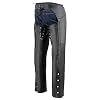 Milwaukee Leather Women's Black Premium Leather Motorcycle Rider Chaps w/Deep Hip Pockets/Back Thigh Laces-ML1173 - Medium