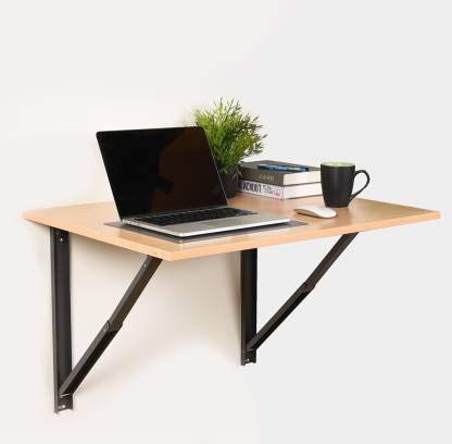 Image of TEKAVO - Wood Finish Wall Hanging Table /Folding Table /Dining Table /Drop-Leaf Table /Wall-Mounted Computer Table /Double Support Side Table (Beige) - (80 cm x 50 cm) - 100% Made in India