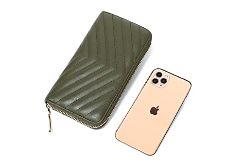 Daisy Rose Women’s Zip-Around Wallet & Phone Clutch with RFID Blocking, PU Vegan Leather (Olive)2