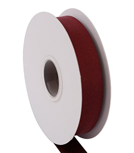Joycrosso Herringbone Tape Twill Ribbon Soft Handle, Great for Gift Wrapping Craft Sewing 25mm x 22 Meters - Burgundy - Image 4