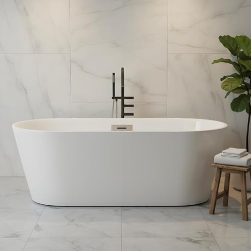 Image of GarveeLife 67 Inch Freestanding Bathtubs Acrylic Free Standing Bathtub with Integrated Overflow, Deep Soaking Comfort, Modern Spa Retreat, Easy Setup for New Builds & Remodels