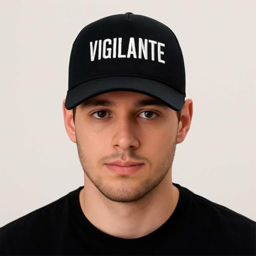 Boné Trucker Vigilante, Preto, Aba Curva, Tela Mesh, Ajustável, com Bordado Profissional