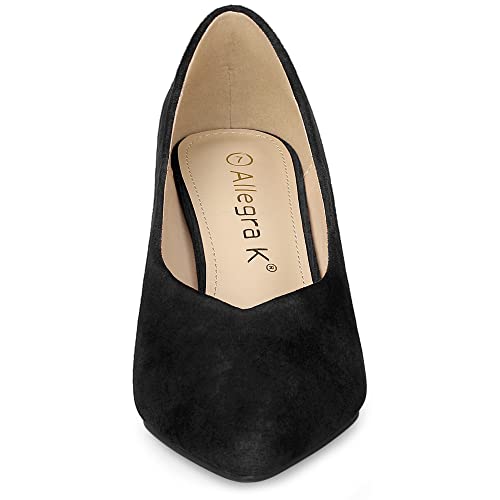 Allegra K Women's Pointy Toe Slip-on Low Chunky Heels Pumps3